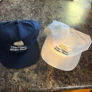 Vintage (the other white meat) Navy and White Caps